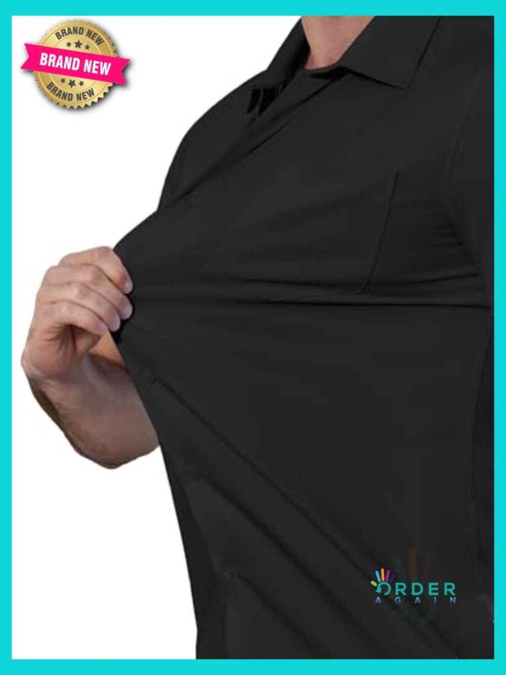 Slim Fit Short Sleeve Dress Shirt Stretch Wrinkle Free Stain Proof Formal - Picture 4 of 7